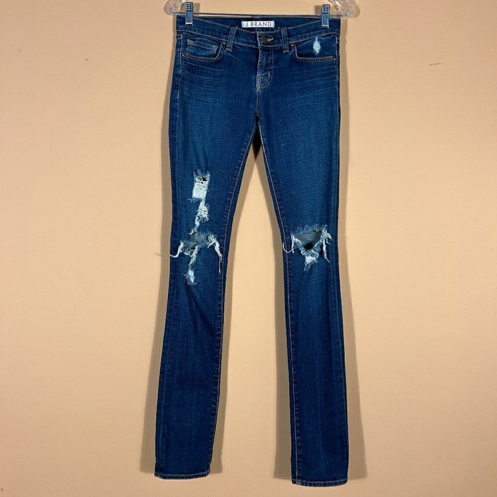 J Brand Women's Low Rise Pencil Leg Torn DKV Jeans